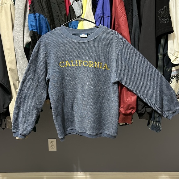 Y2k UC Berkeley California Corduroy Crewneck Sweatshirt - Picture 1 of 6